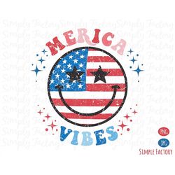 Retro America Vibes Png, American Smiley face Png, Smiley Flag Face, 4th of July Png, Vintage Happy Face Flag Sublimatio