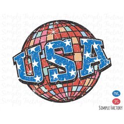 Retro Party In USA Disco Ball Png, Usa Png, 4th of July Png, USA Star Global Png, Vintage USA Star Party Disco Ball Subl
