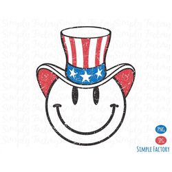 Smiley Face Uncle Sam Png, American Smiley face Png, 4th of July Png, Happy Face Png, Retro Smiley Face Uncle Sam Sublim