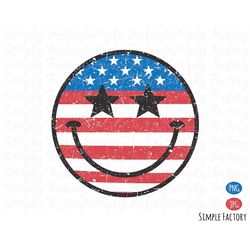 Retro American Flag Smiley Face Png, American Smiley face Png, 4th of July Png, Vintage Happy Face Flag Png Sublimation