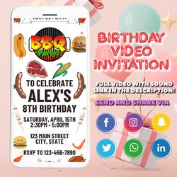 BBQ Video Invitation, Barbeque Grilling Party Video Invite, Canva Template, Digital Invite, Instant Access, Editable