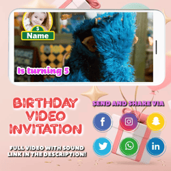 Sesame Street Animated Video Invitation HD with 2 versions to choose from