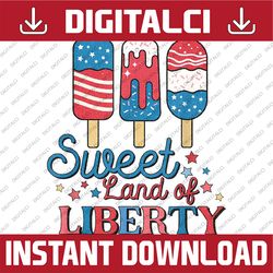 Cute Retro 4th of July Popsicle Patriotic Land of Liberty Png, Trendy Vintage Groovy Fun Food Treats Png, Independence