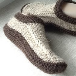 Slippers knit Woolen rustic yarn Mens home warm slippers
