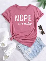 Cute Letter Print Graphic T-Shirt Sleeve Crew Neck Shirt Casual Every Day Tops Women's Clothing