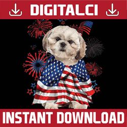 Shih Tzu Dog American USA Flag 4th of July Dog Lover Owner Png, Shih Tzu Design 4th of July Png, Independence Day Png