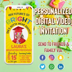 Graduation Video Invitation, Future So Bright Video Invite, Canva Template, Digital Invite, Instant Access, Editable