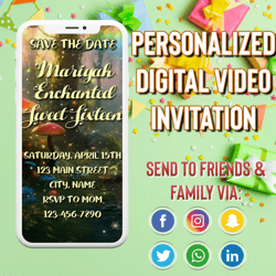 Enchanted Forest Video Invitation, Magic Fairy Video Invite, Canva Template, Digital Invite, Instant Access, Editable