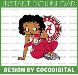 Betty Boop With Alabama Crimson Tide PNG File, NCAA png, Sublimation ready, png files for sublimation