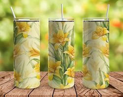 Yellow Lily Flowers Tumbler, Flowers Tumbler, Yellow Lily Flowers Skinny Tumbler