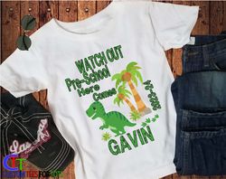 Dino Preschool shirt - 1st day of school shirt - Personalized Dinosaur Pre-school t-shirt Boys Custom Back to School shi