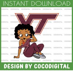 Betty Boop With Virginia Tech Hokies Football PNG File, NCAA png, Sublimation ready, Sublimation design download