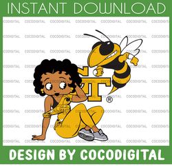 Betty Boop With Georgia Tech Yellow Football PNG File, NCAA png, Sublimation ready, Sublimation design download