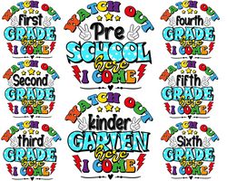 Back to school png bundle 1st day of School Grade Bundle Hello Pre kindergarten 1st 2nd 3rd 4th 5th Grade Teacher png Sh