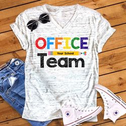 Office Team Back To School Secretary Teacher Novelty Graphic Unisex V Neck Graphic Tee T-Shirt