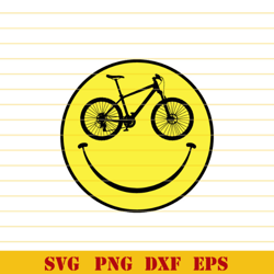 Cycling Smiley Emoji svg Happy Bike Face svg Mountain Bike svg Funny Biker svg png dxf eps files for cricut