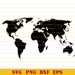 World map svg World map silhouette world map vector svg png World map dxf eps Map Of world svg cutting files silhouette
