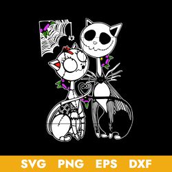 Jack and Sally Cat Halloween Svg, Halloween Svg, Png Dxf Eps Digital File