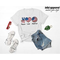 Peace Love America Shirt, 4th of July Shirt, Independence Day Shirt, Memorial Day Shirt, 4th of July Family Shirt, Meric