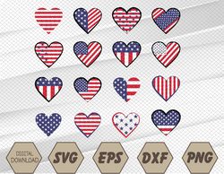 Patriotic Hearts svg, USA Flag Heart svg, Fourth Of July Svg, Eps, Png, Dxf, Digital Download