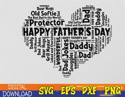 Father's Day Heart Word Cloud, Svg, Eps, Png, Dxf, Digital Download