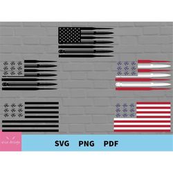 Bullet American Flag Svg Bundle, Military Svg, Bullet USA Flag Svg, Clipart, Cut File, USA Flag Vector, Indepence Day Sv