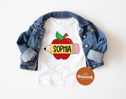 Personalized Girls School Shirt - Apple Pencil Toddler School Shirt - Back To School Shirt - Custom School Shirt- Cute S