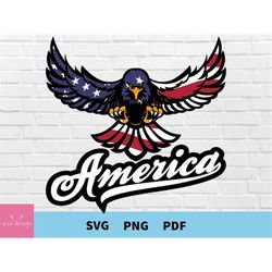 American Bald Eagle USA Flag Svg, Eagle With USA Flag, Red White Blue Eagle Cut File, American Flag Eagle Svg, Commercia