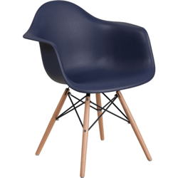 Flash Furniture Alonza Series Navy Plastic Chair with Wood Base