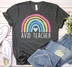 Avid Teacher Shirt, Boho Rainbow Back To School Shirt, AVID Teacher Gift,Advancement Via Individual Determination,Study