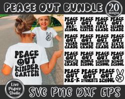 Last Day of School SVG, Peace Out School SVG Bundle, End of School, Peace Out Kindergarten, Wavy Text, Digital Download