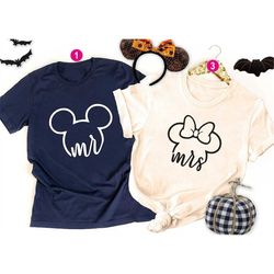 Mr Mrs Ears T-Shirt, Disney Matching Tshirts, Funny Couples Shirts, Honeymoon shirts, Husband Wife, Mickey, Minnie Tee,