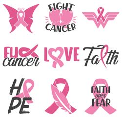 Breast Cancer Svg Bundle, Cancer Awareness Svg, Cancer Ribbon Svg, Hope Svg, Pink Ribbon svg Digital Download