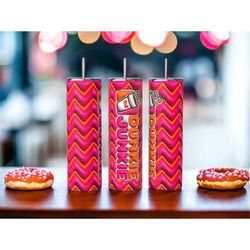 3D Puff Dunkie Junkie Tumbler wrap Dunkin Donut lovers bright colors high definition