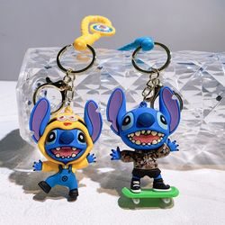 Disney Kawaii Stitch Keychain Anime Lilo Stitch Charm Cartoon Key Chain Bag Ornament Creative