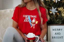 Funny Fourth of July Shirt Christmas in July Outfit Retro Santa Shirt Independence Day Shirt Women July 4th Party Shirt