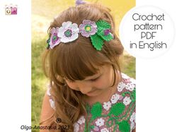 Headband with flowers crochet pattern , flower crochet pattern , crochet motif , crochet flower pattern , bag crochet