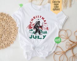 Vintage Christmas in July Bigfoot Lover Shirt, Retro Mountain Shirt, Drinking Hawaiian Christmas, Sasquatch Gift