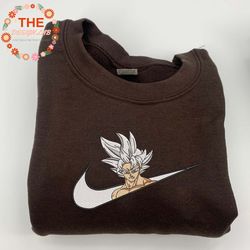 NIKE x Son Goku Embroidered Sweatshirt, Dragon Ball Anime Embroidered Sweatshirt, Anime Embroidered Crewneck, Anime Gift