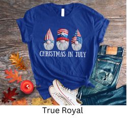 Christmas in July T-shirt, Gnome X-mas in July Shirt, Gnome 4th of July Tshirt, Fourth of July Gnome Shirt, Fun independ