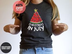 Christmas In July Watermelon Christmas Shirt Tropical Christmas Summer Santa Shirt Xmas In July Tee Christmas In Summer