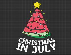 Christmas In July Watermelon Xmas Tree Svg, Summer Vibes, Beach Vacation, Holiday Svg, Tropical Svg, Svg, Png Files For