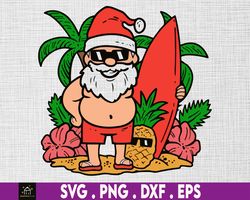 Santa Christmas In July Svg, Summer Vibes, Beach Vacation, Holiday Svg, Tropical Svg, Svg, Png Files For Cricut Sublimat