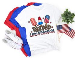 Tasted Like Freedom Shirt, Independence Day T-shirt, Ice Creams Taste Like Freedom T-Shirt, US Flag Tee, Retro Trendy Sh