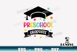 preschool graduate cap svg cutting file graduation hat image for cricut colorful stars vinyl decal vector