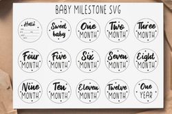 Baby Milestones Bundle SVG, Baby Monthly