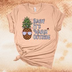 Baby It's Warm Outside, Tropical Christmas, Christmas Pineapple, Premium Unisex Cotton Soft Tee Shirt, Plus Size Availab