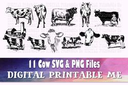 Cow Silhouette Bundle, Svg Png Clip Art,