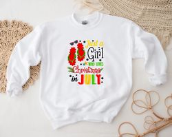 Just A Girl Who Loves Christmas In July Sweatshirt, Summer Christmas,Beach Vacation Shirt, Funny Summer Sweater,Xmas In