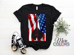 Mandolin American Flag 4th of July Country Music Tshirt Moon Bluegrass T-Shirt, USA Band Members Musicians Gift, Dad Fat